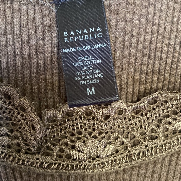 Banana Republic Brown Ribbed/lace Tank Sz Med NWOT - Picture 2 of 6